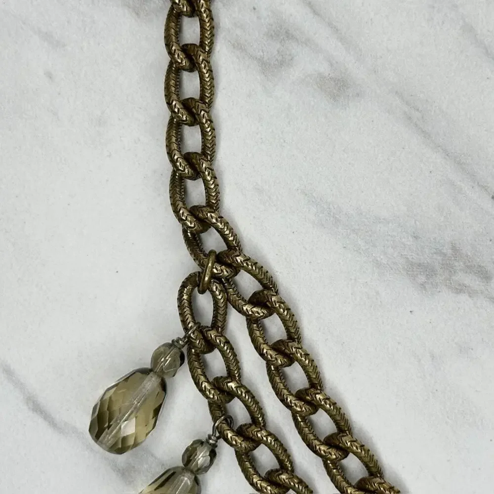 Chain Link Fringe Smoky Bead Drop Belt Gold Tone Extra Small/Small (XS/S) ✨